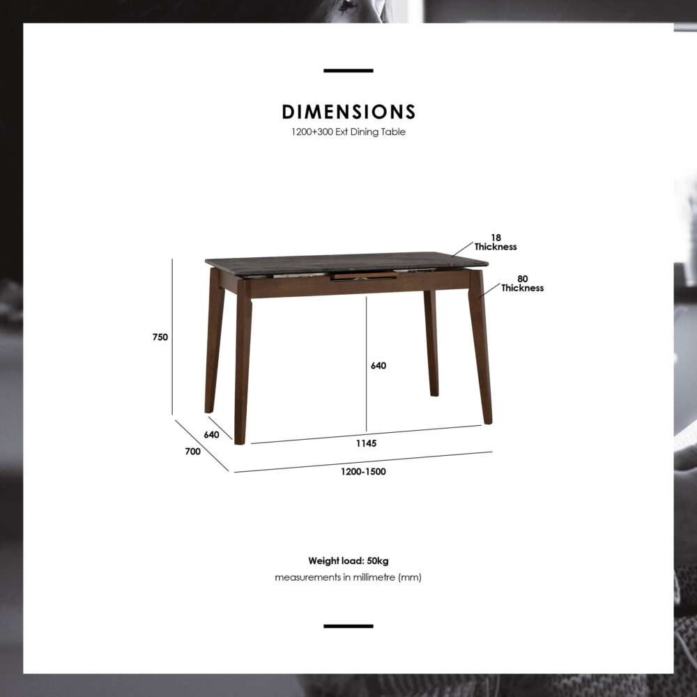 Fortis Extendable Dining Table 1.2m