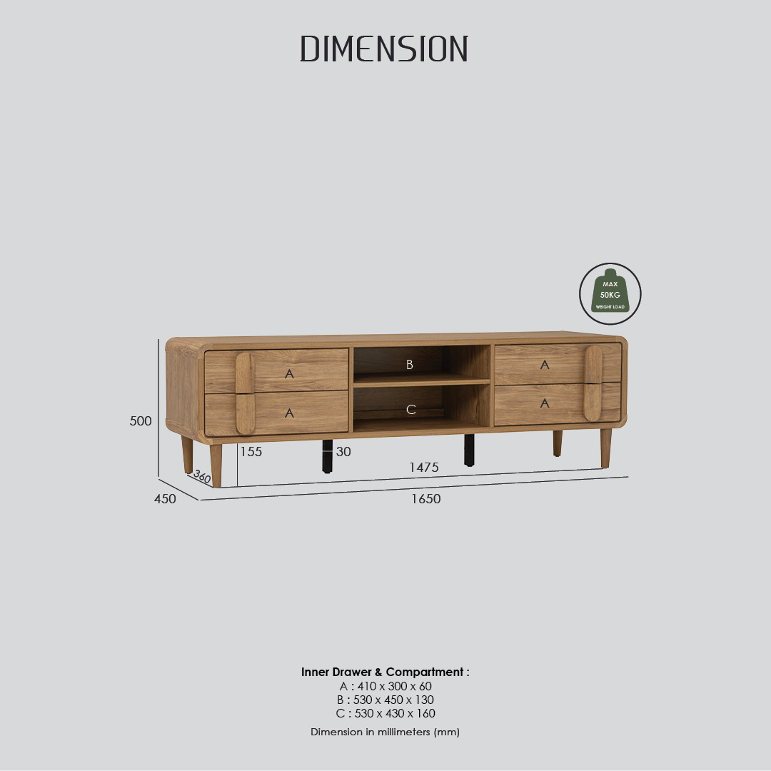Lome TV Cabinet 1.65m