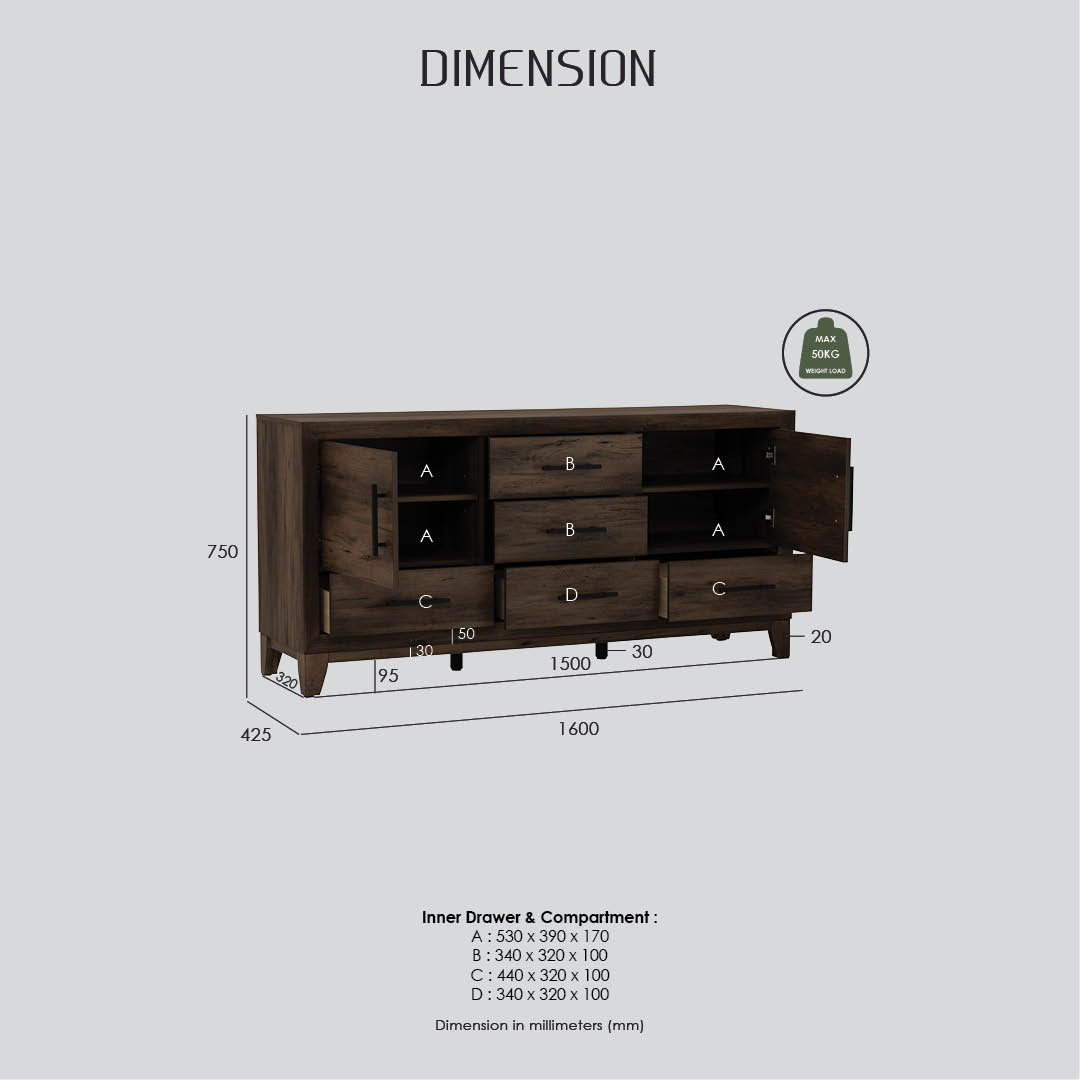Bravon Sideboard 1.6m Bravon Sideboard 1.6m