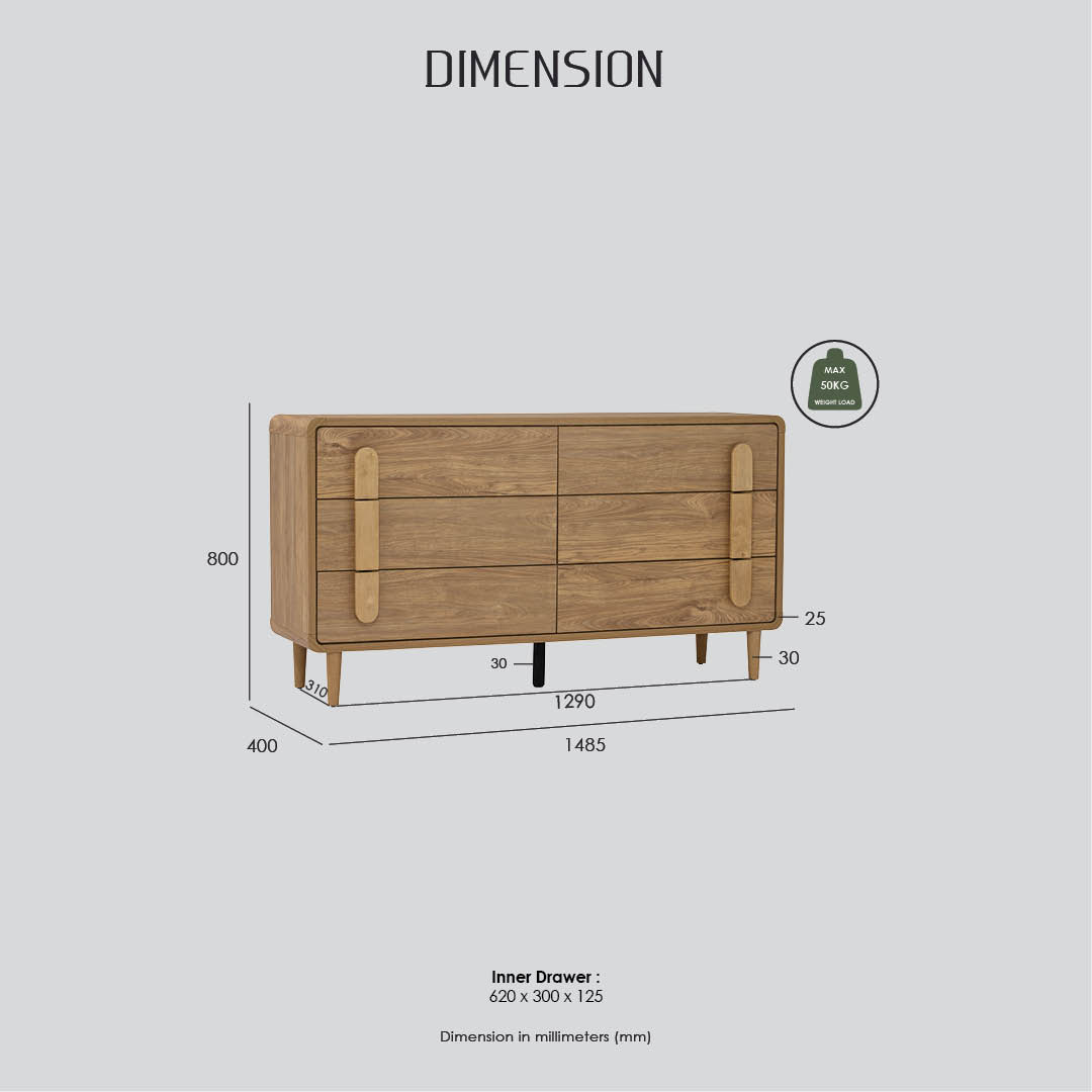 Lome 6-Drawer Dresser