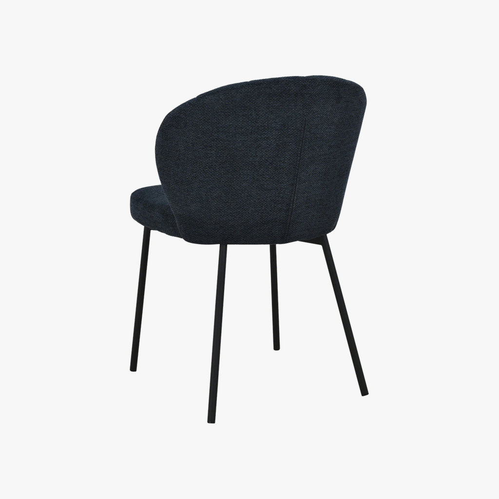 Della Dining Chair (Set of 2) - Black Fabric In Midnight Blue Colour