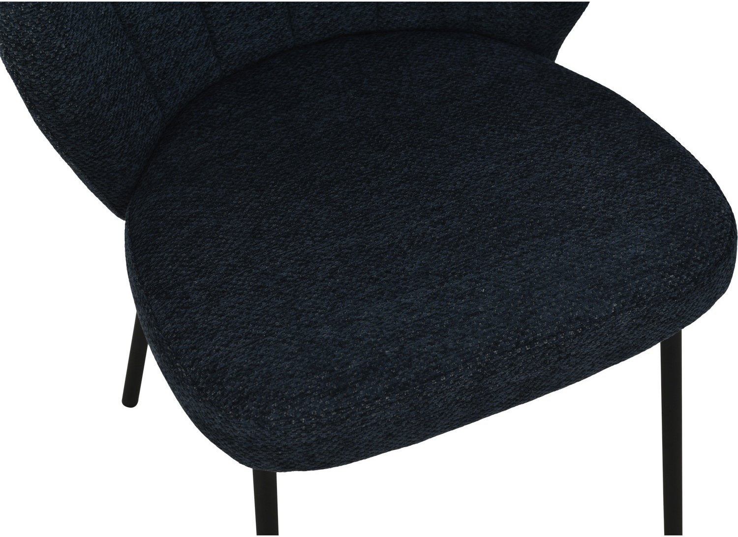 Della Dining Chair (Set of 2) - Black Fabric In Midnight Blue Colour