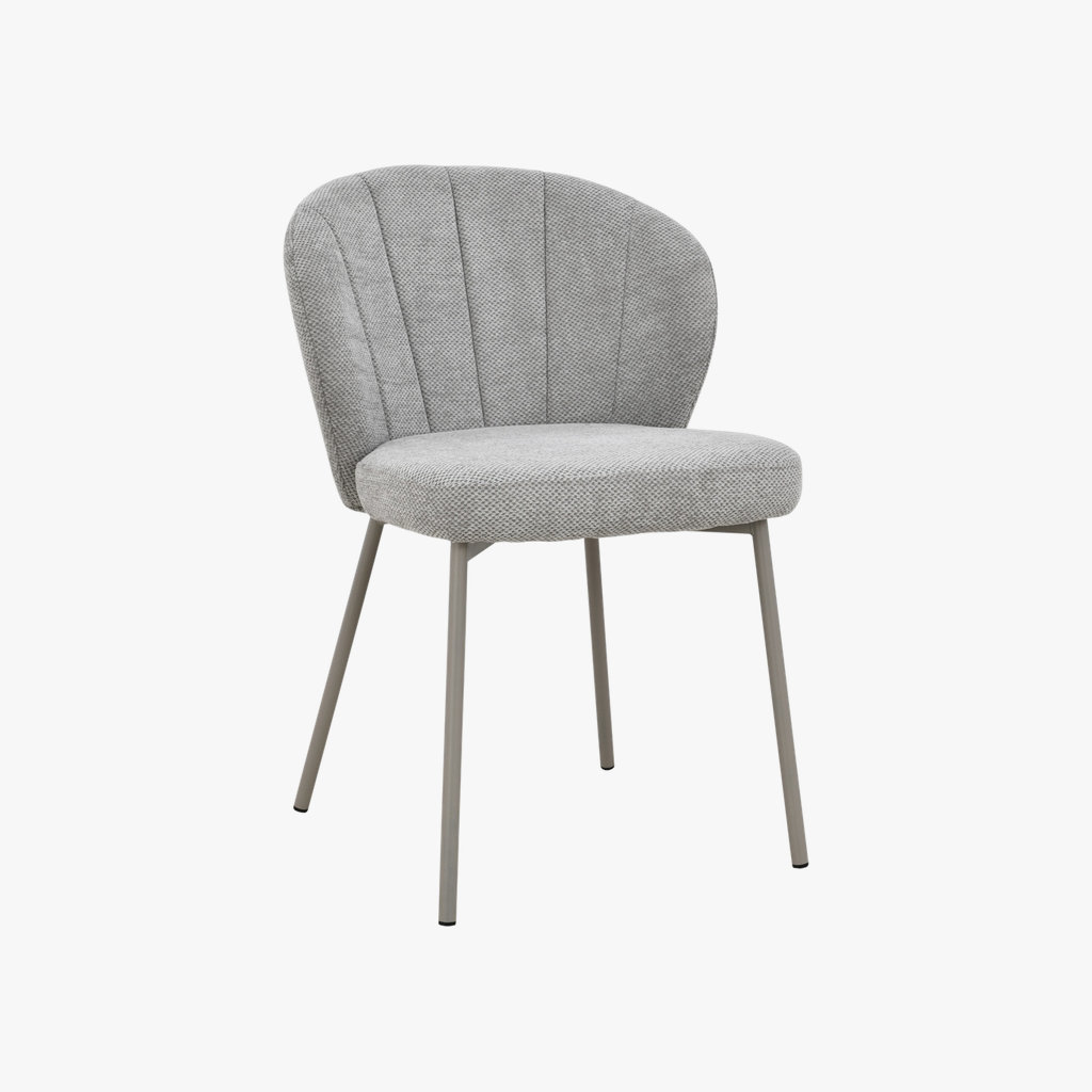 Della Dining Chair (Set of 2) - Silk Grey Fabric In Grey Colour