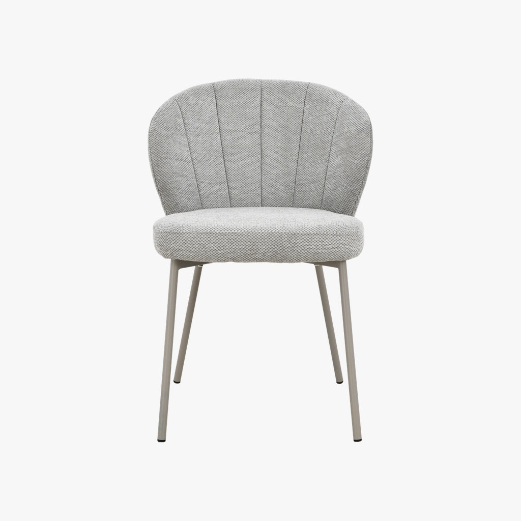Della Dining Chair (Set of 2) - Silk Grey Fabric In Grey Colour