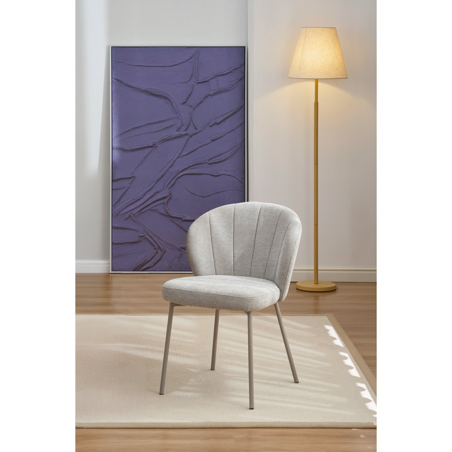 Della Dining Chair (Set of 2) - Silk Grey Fabric In Grey Colour