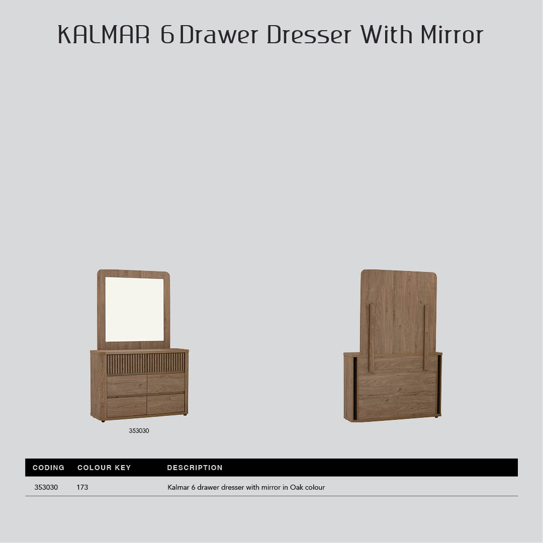 Kalmar 6 Drawer Dresser With Mirror Kalmar 6 Drawer Dresser With Mirror
