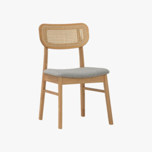 Kote Dining Chair (Set of 2) - Natural Fabric In Light Grey Colour