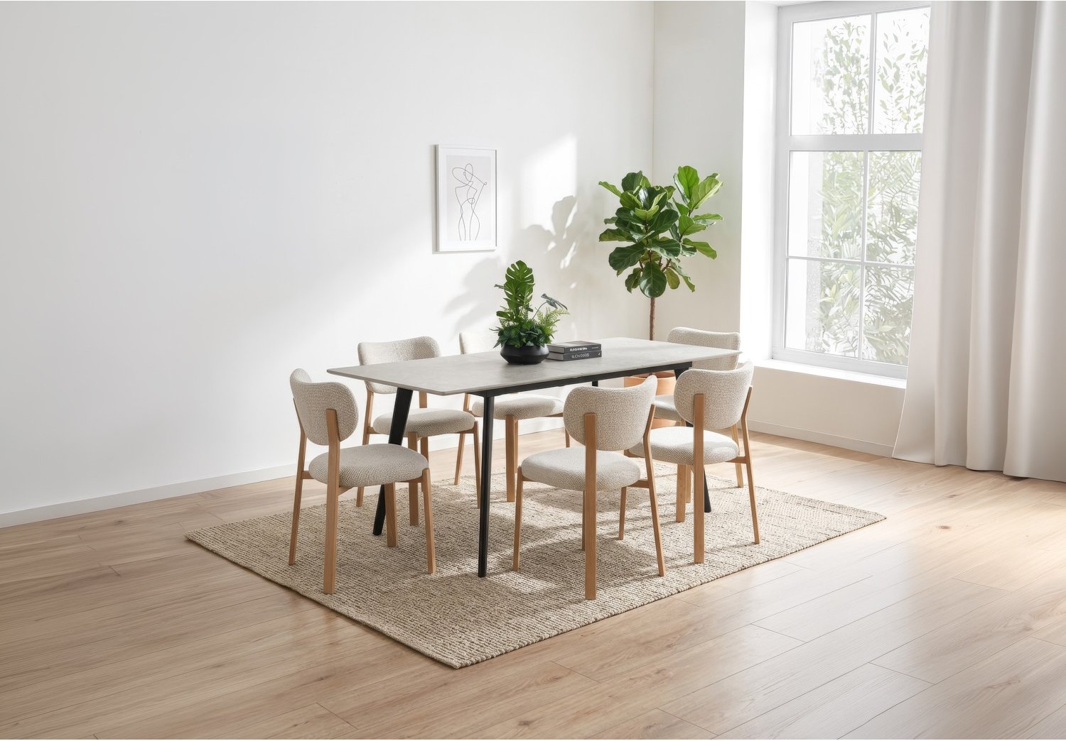 Netto Extension Dining Table 1.6/2m