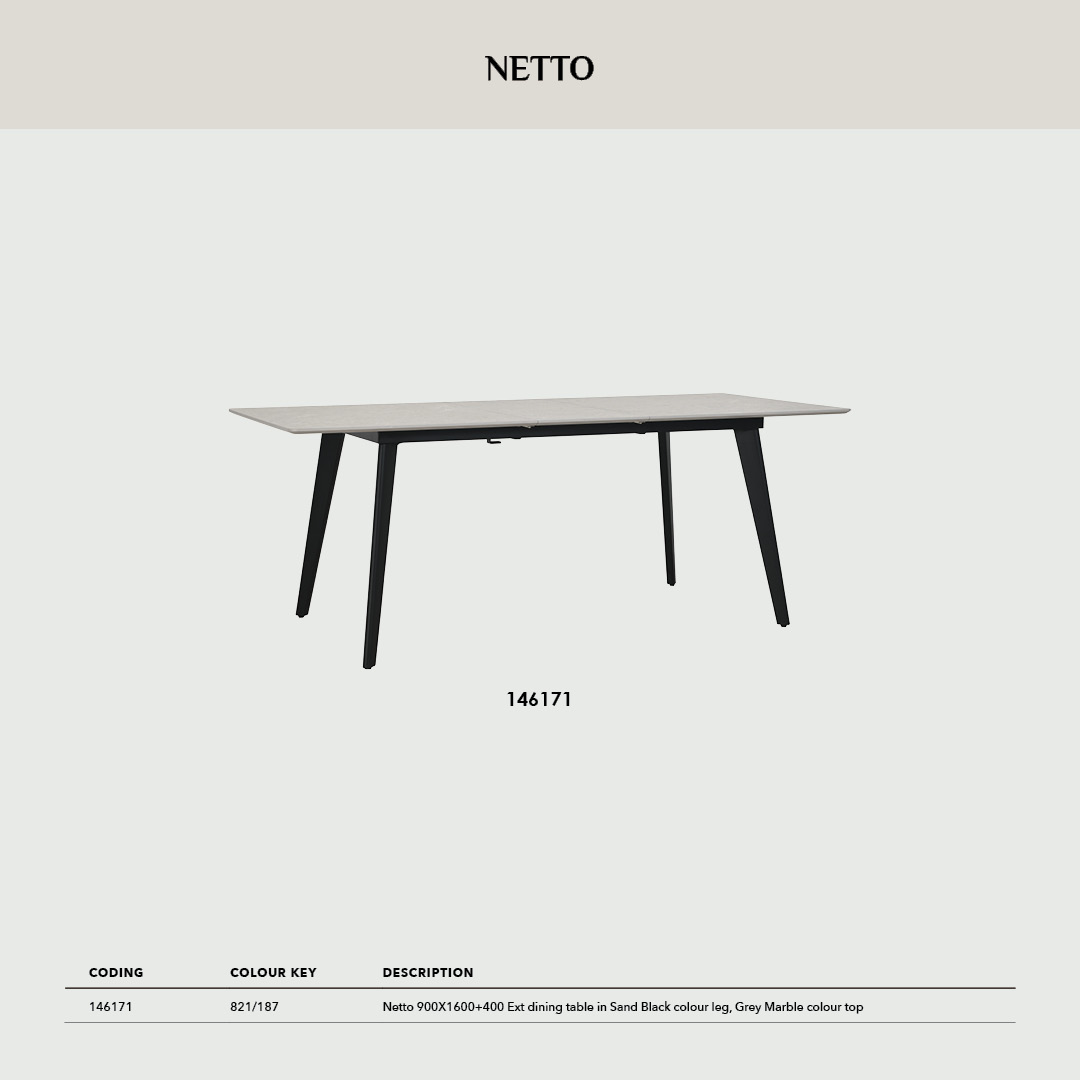 Netto Extension Dining Table 1.6/2m Netto Extension Dining Table 1.6/2m