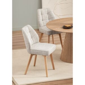 Vidia Dining Chair (Set of 2) - Natural Fabric In Beige Colour